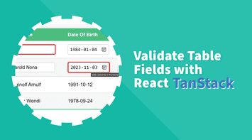 React Table validation